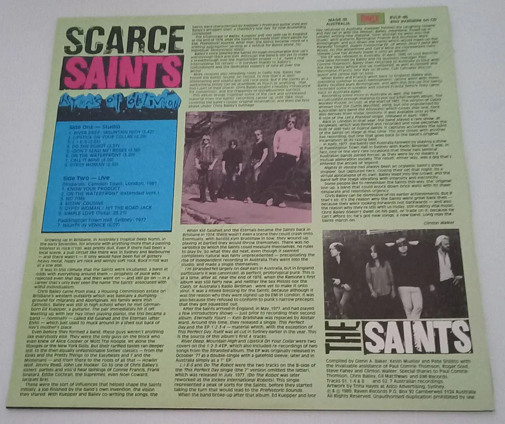 The Saints (2), Scarce Saints - Hymns Of Oblivion 1977-1984 Image 1++